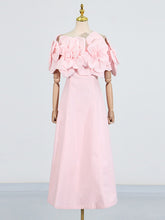 Elegant Off Shoulder Floral Applique Slim Midi Dress